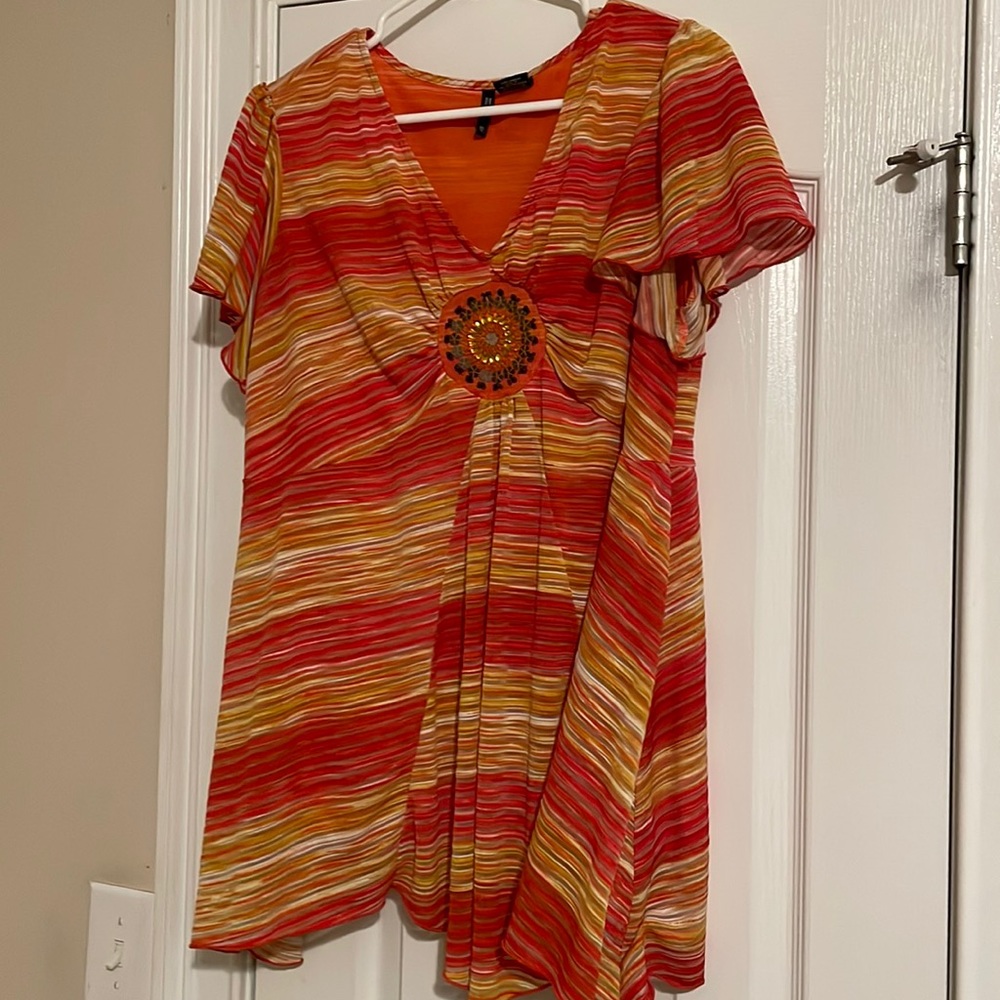 New Direction tunic orange and yellow 2x
